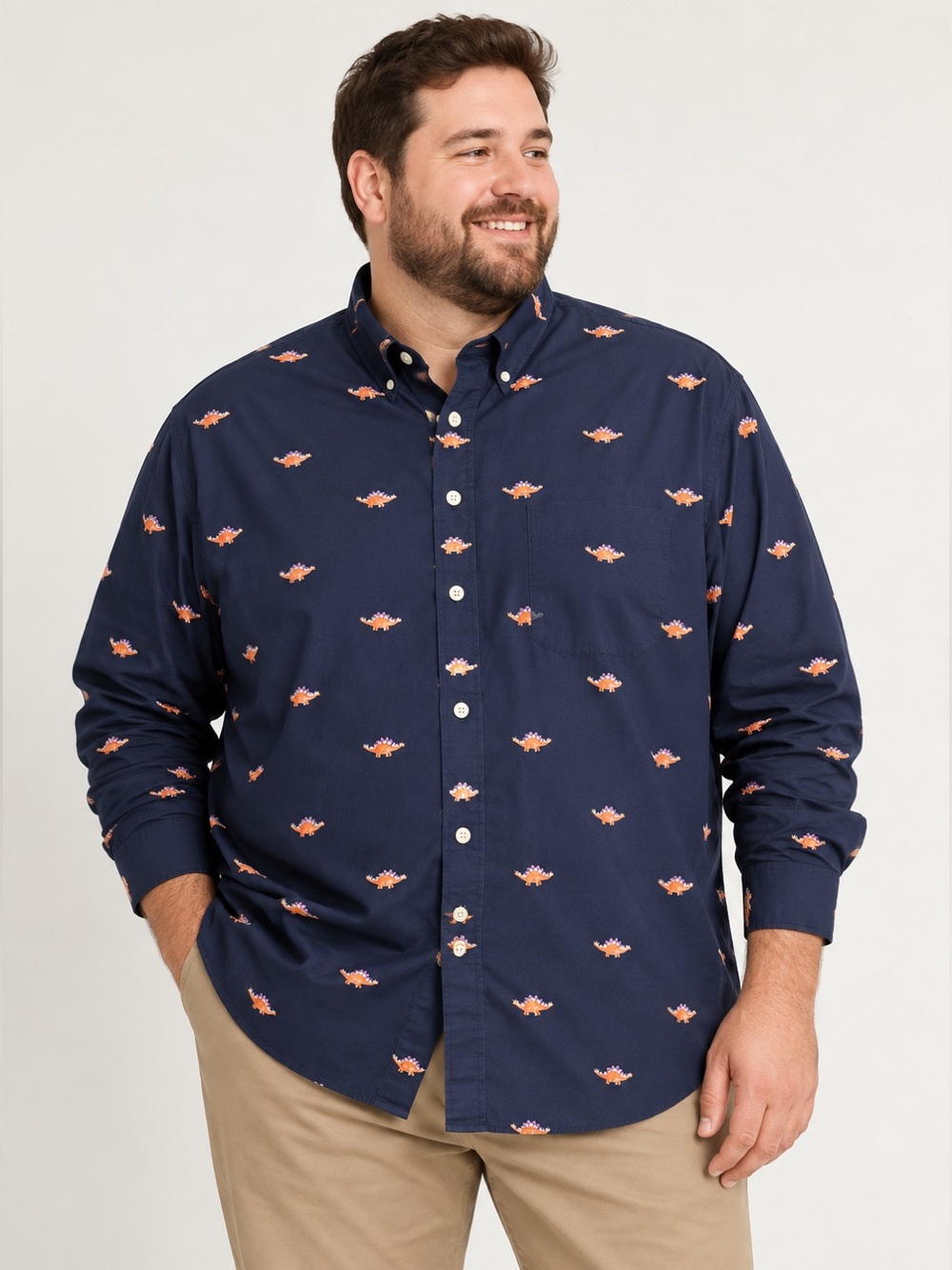 Bonobos Men’s 3XL Prominent Fit Dinosaur Print Cotton Button Down Shirt